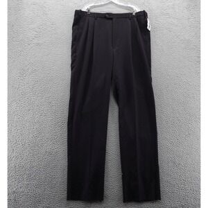 Berle Mens Black Pleated Dress Pants Classic Fit‎ Trousers Size 42 Unhemmed NEW